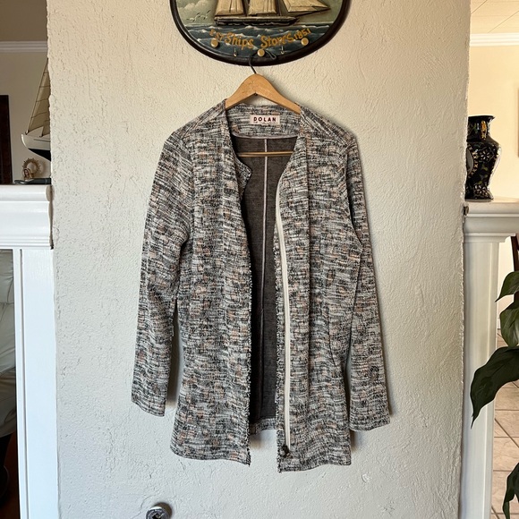 Anthropologie Dolan Abstract Leopard Print Longline Tweed Blazer Light Jacket - Picture 3 of 13